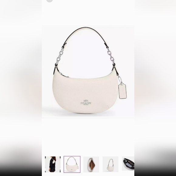 New! Coach Mini Payton Hobo (White Crescent Shoulder Bag with Silver Hardware) - Picture 2 of 2